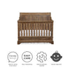 Bertini Pembrooke 5-in-1 Convertible Crib for Nursery, Natural Rustic - Natural Rustic